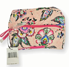 Vera Bradley Medium Cosmetic Bag Stitched Flowers Pattern Case Zip compartments - £19.49 GBP