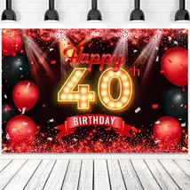 Happy 40Th Birthday Banner Backdrop Red And Black 40 Years Old Background Bday D - £20.82 GBP