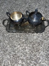 Vintage F.B. Rogers Silver Co. Trademark 1883 Sugar &amp; Creamer Bowls #2377 W/tray - £23.65 GBP