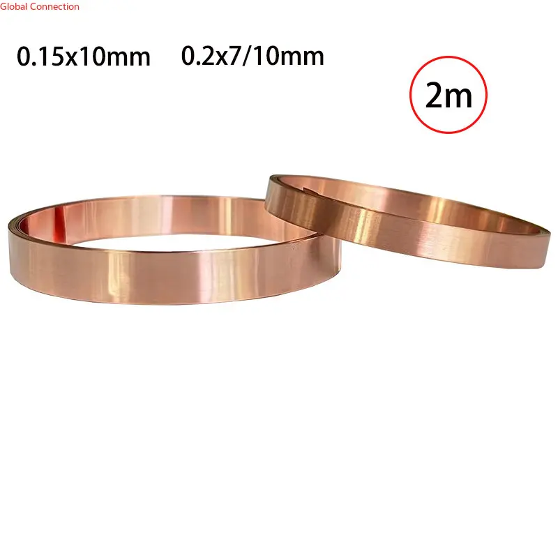 2m Thickness 0.15/0.2mm Width 7/10mm Pure Copper Tape for 18650/21700/32650 Batt - £36.59 GBP