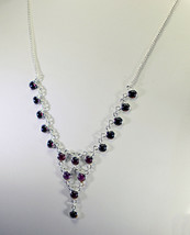 captivating Garnet 925 Solid Sterling Silver Red Necklace genuine indian US gift - £27.23 GBP