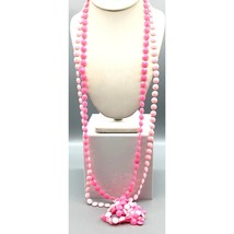 Vintage Shades of Pink Strand Necklace, Lot of 2 Early Plastic Beads, Super Long - £46.02 GBP