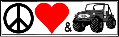 Peace Love &amp; 4x4s - Decal - 8 inch X 2.5 inch (4X4 Vehicle Decal) - $4.49