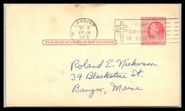 1953 US Postal Card - Lansing, Michigan to Bangor, Maine A26 - $0.98