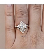 Vintage Style Moissanite Diamond Wedding Ring Set, Handmade Stacking Bri... - $132.00