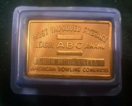American Bowling Congress &quot;Most Improved Average&quot; Award ABC Belt Buckle ... - £13.15 GBP