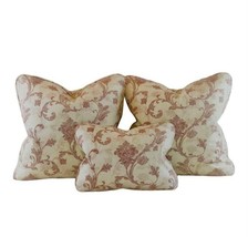 3 Pc Pillow Covers Designer P Kaufmann Waverly Red &amp; Cream Leaf Paisley Scroll - £47.96 GBP