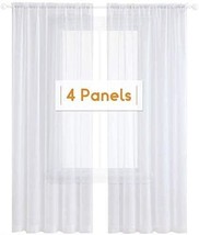 Anjee 4 Panels White Sheer Curtains, Translucency Small Window, 38&quot; W X 63&quot; L - $38.92