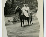 Woman and a Man on a Horse Real Photo Studio Postcard - $13.86