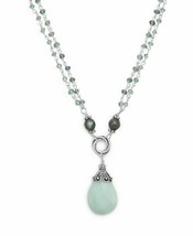 925 Sterling Silver Baila &amp; Luna Mint Tear Drop Pendant Necklace 19&quot; Bead Chain - £168.90 GBP