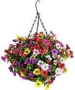 Artificial Hanging Baskets With Flowers By Lardux - 12 Inch Fake Flowers In - £30.23 GBP