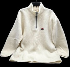 Vtg NIKE Side Swoosh Logo Fleece Sweatshirt XL Made in USA Beige Off White Men - £117.98 GBP
