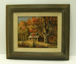 Vintage Framed Acrylic Fall Painting Sugaring House GB Wilhelm Rockport ... - £51.67 GBP