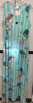 NWT 2.0 Lularoe Medium Aqua Striped &amp; Floral Knit Dani Long Column Maxi ... - £39.34 GBP