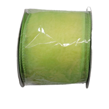 Sheer Ribbon Lime Green Wired Spring Summer Wedding Bow Wreath 2.5&quot; 10 yds - £10.38 GBP