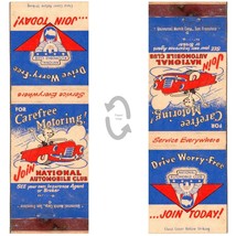 Vintage Matchbook Cover National Automobile Club NAC 1950s roadside assistance - £9.59 GBP