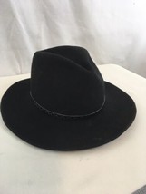 WPL 807 Size 7 1/8 Black Wool Felt Leather Band Vtg USA Made Cowboy Rodeo Hat - £30.53 GBP