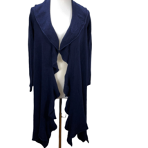 Lafayette 148 100% Cashmere Long Draped Front Navy Cardigan XL Blue Sweater - $165.00