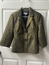 Joan Rivers Gold Metallic 2 Button Blazer with Notched Collar Womens Size 10 EUC - £19.35 GBP