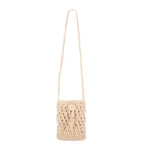 Tassels Handmade Straw Rope Women Purse Hollow Out Woven Small Crossbody Mobile  - £14.58 GBP