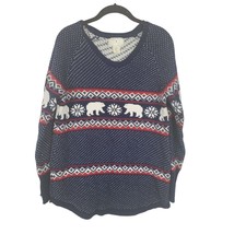 Ruby Moon Pullover Christmas Sweater Large Womens Blue Snow Crew Neck Lo... - $18.69