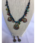 Vintage Enamel Crystals Lady Bugs Flowers Butterfly Necklace - £23.08 GBP