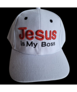 JESUS IS MY BOSS Hat Cap WHITE Embroidered Adjustable One Size Baseball ... - $218.39 MXN