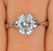 Solitaire Engagement Ring 2.25Ct Oval Simulated Diamond White Gold Plated Size 7 - £108.63 GBP