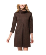 Tyler Boe Sz M Brown Cotton Cashmere Blend Midi Dress Stretch Cowl Neck - €120,36 EUR