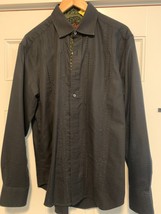 Men&#39;s Robert Graham Black Pattern dress shirt in size Large L Classic fit 81913 - £52.14 GBP