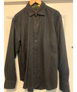 Men&#39;s Robert Graham Black Pattern dress shirt in size Large L Classic fi... - £52.26 GBP