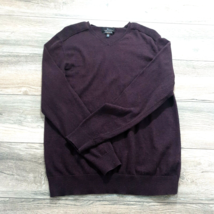 Marc Anthony Mens Large Long Sleeve V-Neck Slim Fit Purple Black Cotton Cashmere - £12.38 GBP