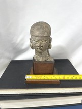 Pre Columbian Ecuador Bahia Figural Head Bust Mounted On Wood Pottery Terracotta - £138.27 GBP