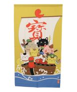Japanese Style Uncut Noren Curtain Tapestry 7 Good Fortune Maneki Cats 5... - €44,08 EUR