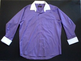 Donald J Trump Signature Collection Dress Shirt Sz 17 32/33 French Cuff Purple - £19.89 GBP