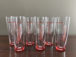 Set of 6 Budweiser Red Bottom Bowtie King of Beers Tall Glass This Buds For You - £37.98 GBP