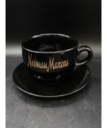 HENRIKSEN Imports Neiman Marcus Oversized Black Coffee Soup Mug &amp; Saucer... - $31.18