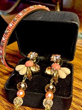 Apricot &quot;Reinvented&quot; Vintage Bling Dangle Earrings and Bracelet Set - £15.72 GBP