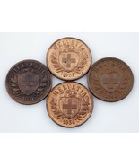 1851-1936 Switzerland 2Rappen Coin Lot of 4, KM# 4.1, 4.2a - $103.03 CAD