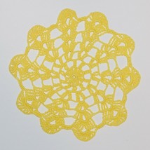 Vintage Crochet Cotton Lace Yellow Round Doily Mat 7&quot; - £6.18 GBP