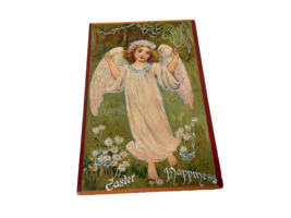 Vintage Tuck &amp; Sons Easter Postcard Angel Pink Robe Wings Writing No Postmark - £5.22 GBP