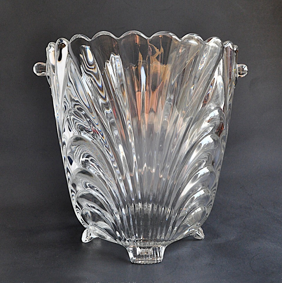 Cambridge Caprice Clear Glass Ice Bucket Hammered Handle VTG Elegant Optic Item image 4