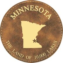 Minnesota 4" Round Leather 6-Coaster Set with Holder-Brown / Gold - $19.99