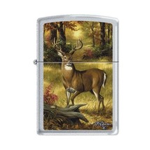 Zippo Lighter - Picken&#39;s Forest Buck Satin Chrome - 852735 - £22.50 GBP