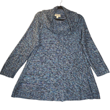 Norm Thompson Womens Large Knit Sweater Cowl Neck Blue Stretch Winter Va... - $240.17 MXN