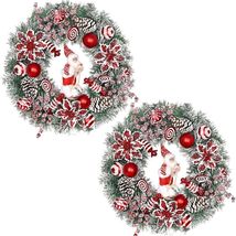 Christmas Wreaths for Front Door, 2 Pack 18&quot; Santa Skiing Poinsettias w/... - €24,49 EUR