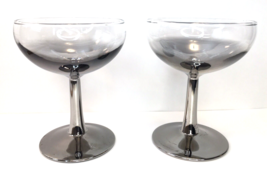 MCM Silver Mercury Ombre Fade Coupe Drink Glasses Marked France Set of 2 - £28.30 GBP