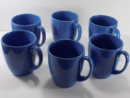 Vintage 6 Corelle Blue Stoneware Coffee Mugs Newport Beach Pattern Retired - £17.40 GBP