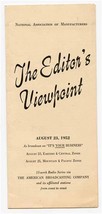 Editors Viewpoint Brochure 1952 ABC Radio Series It&#39;s Your Business Edwa... - $17.82