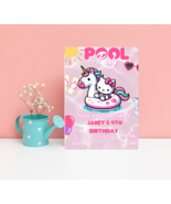 Kitty Unicorn Pool Birthday Invitation | Kawaii Summer Party | Editable ... - $3.50